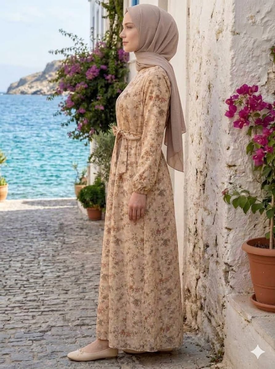 Charming beige maxi dress