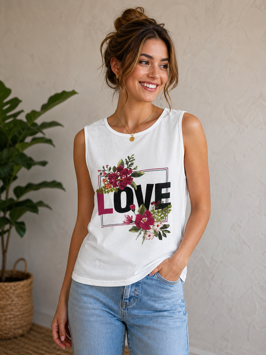 Charming white sleeveless tank top