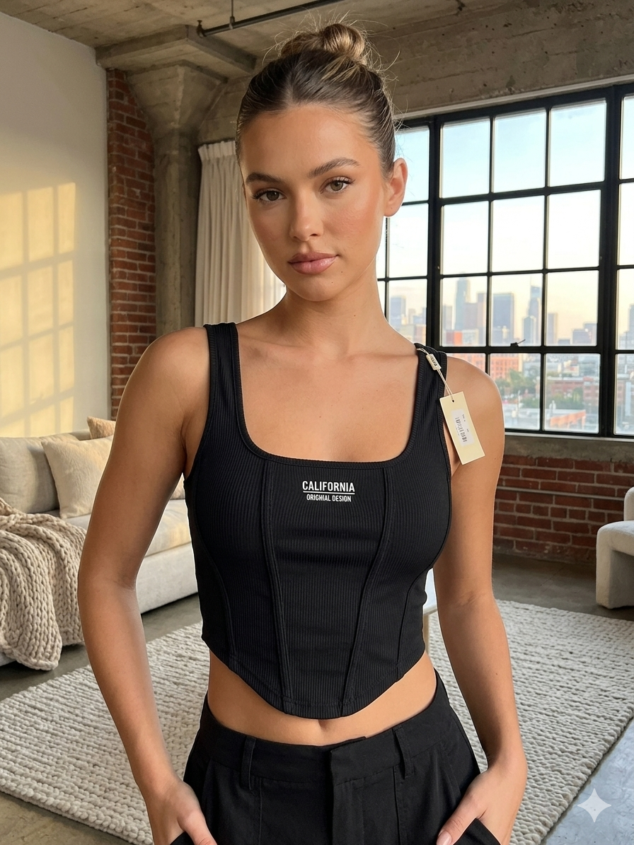 Edgy black crop top