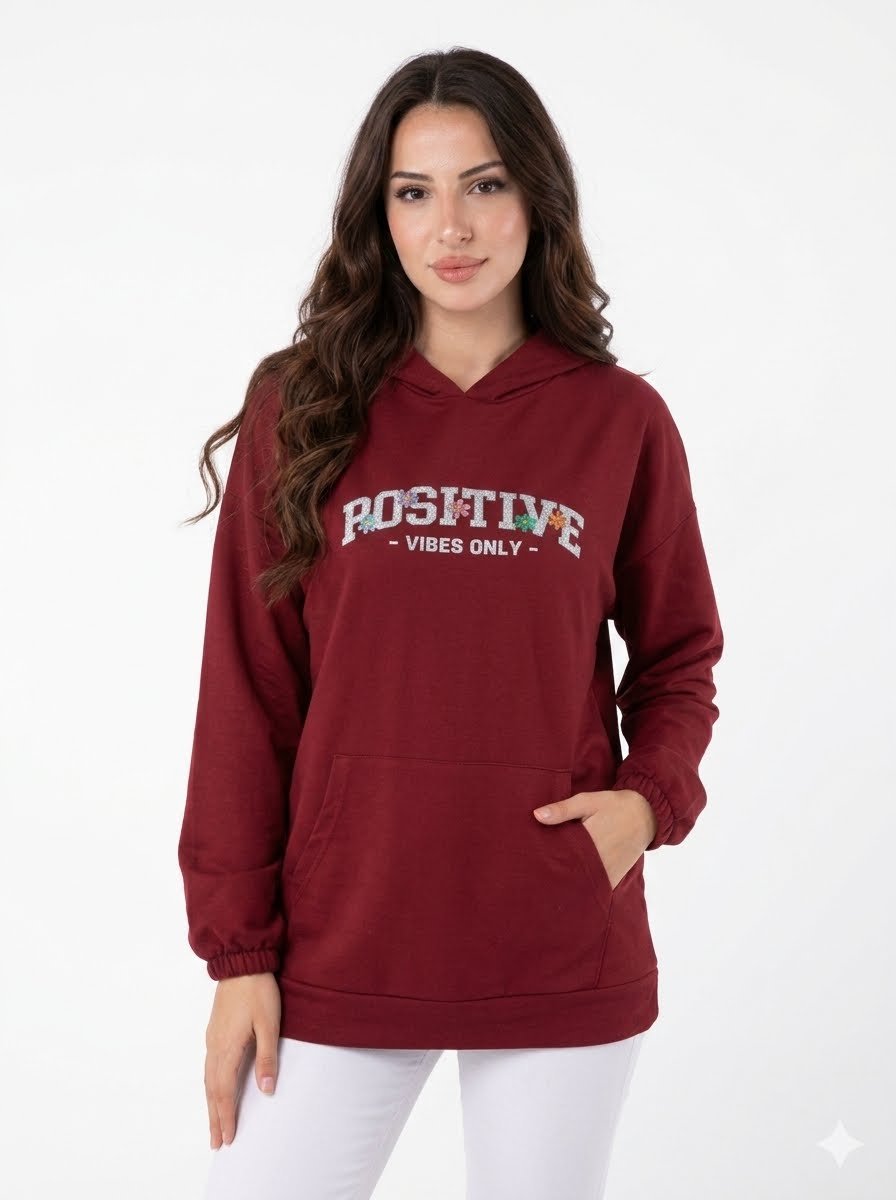 Cozy claret red hoodie-No Fur