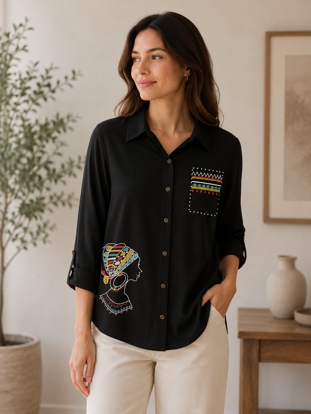 Chic black button-down shirt