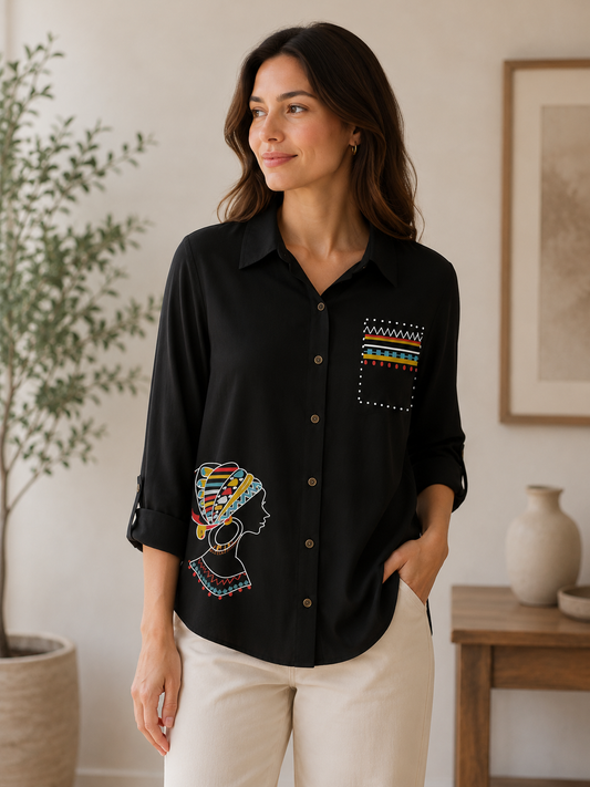 Chic black button-down shirt