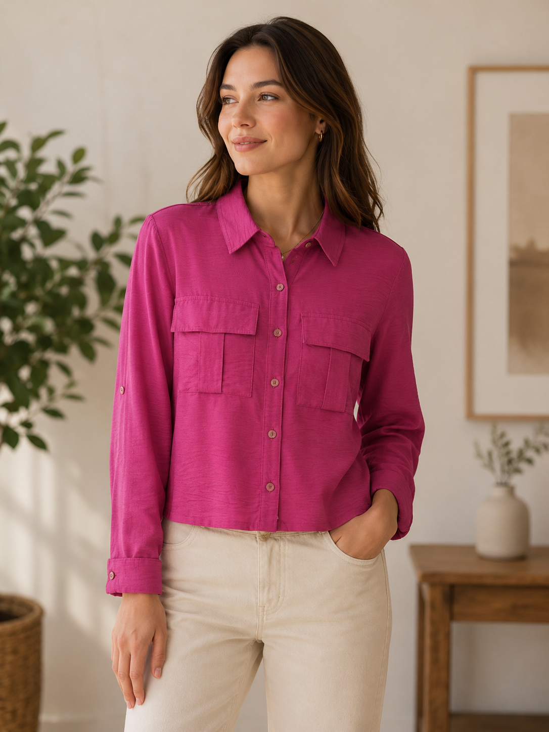 Vibrant magenta cropped chemise