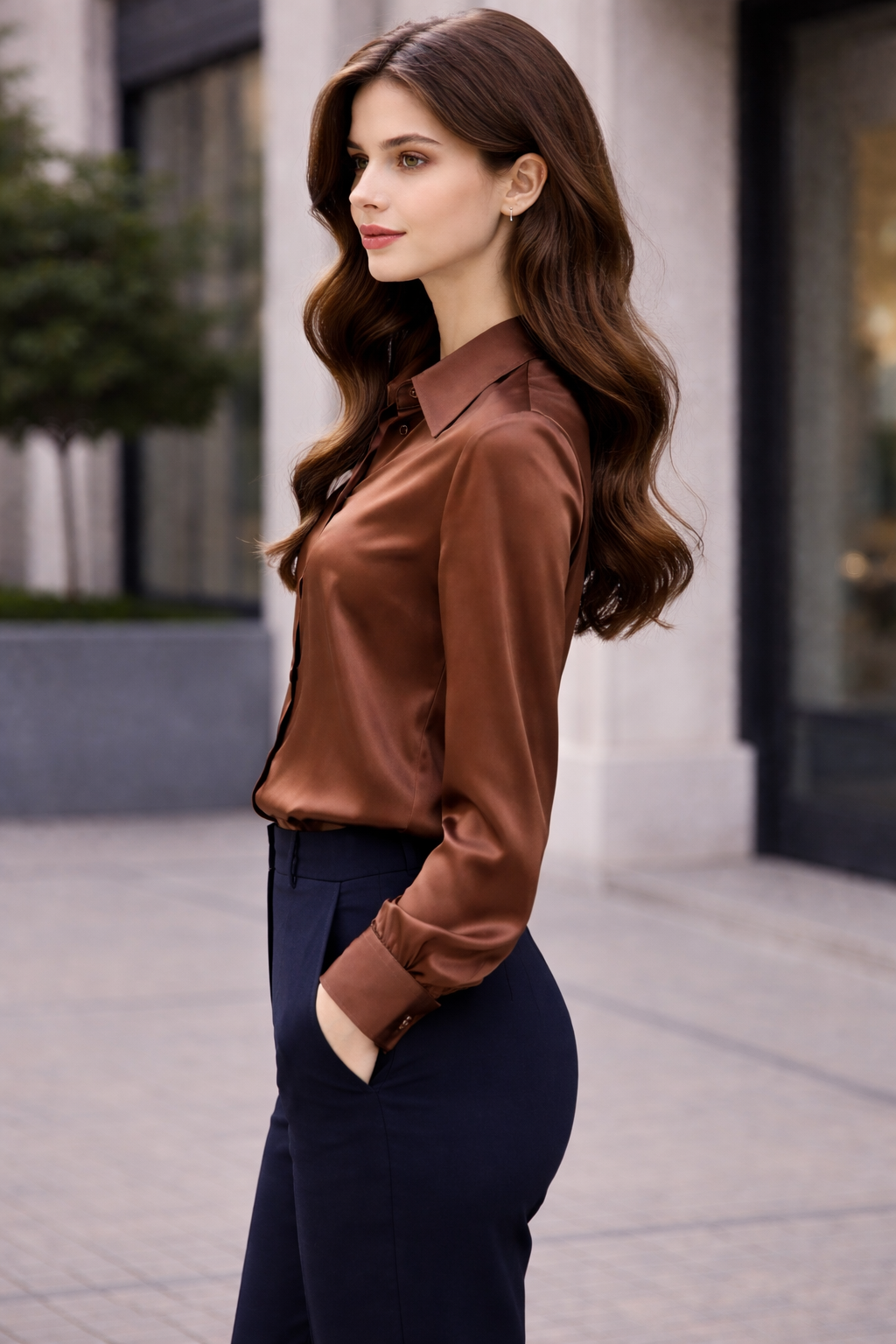 Deep Chocolate Brown Satin Chemise