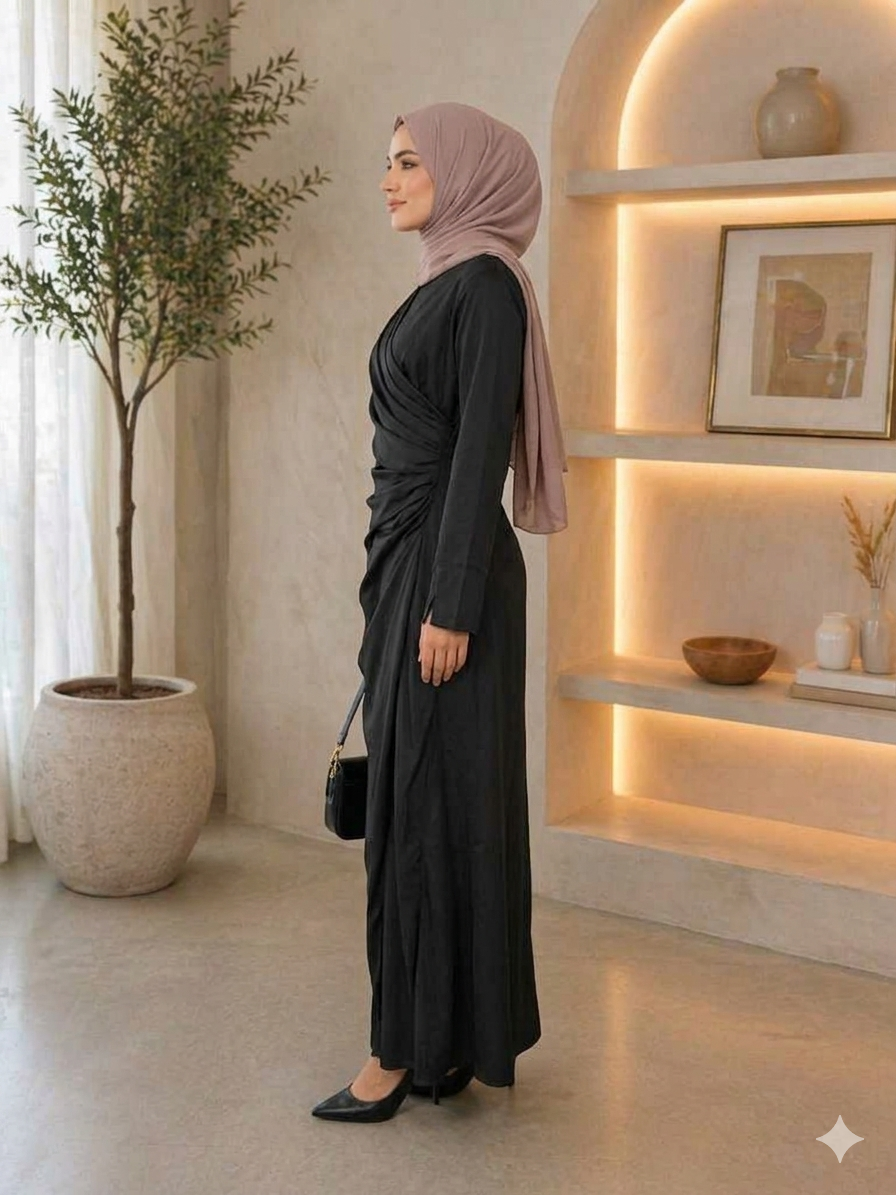 Dress, sophisticated black maxi long sleeve dress