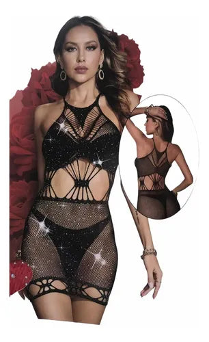 bold black lingerie dress