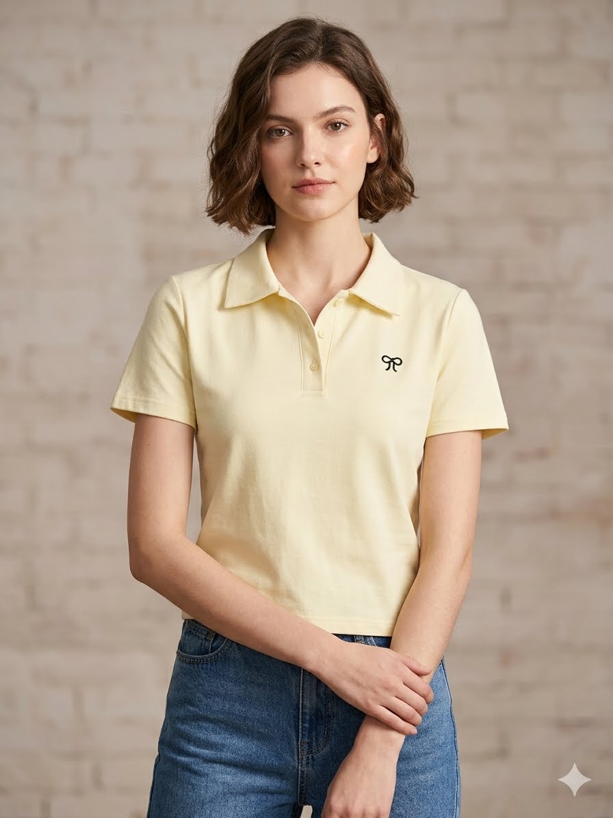 Stylish crop polo shirt