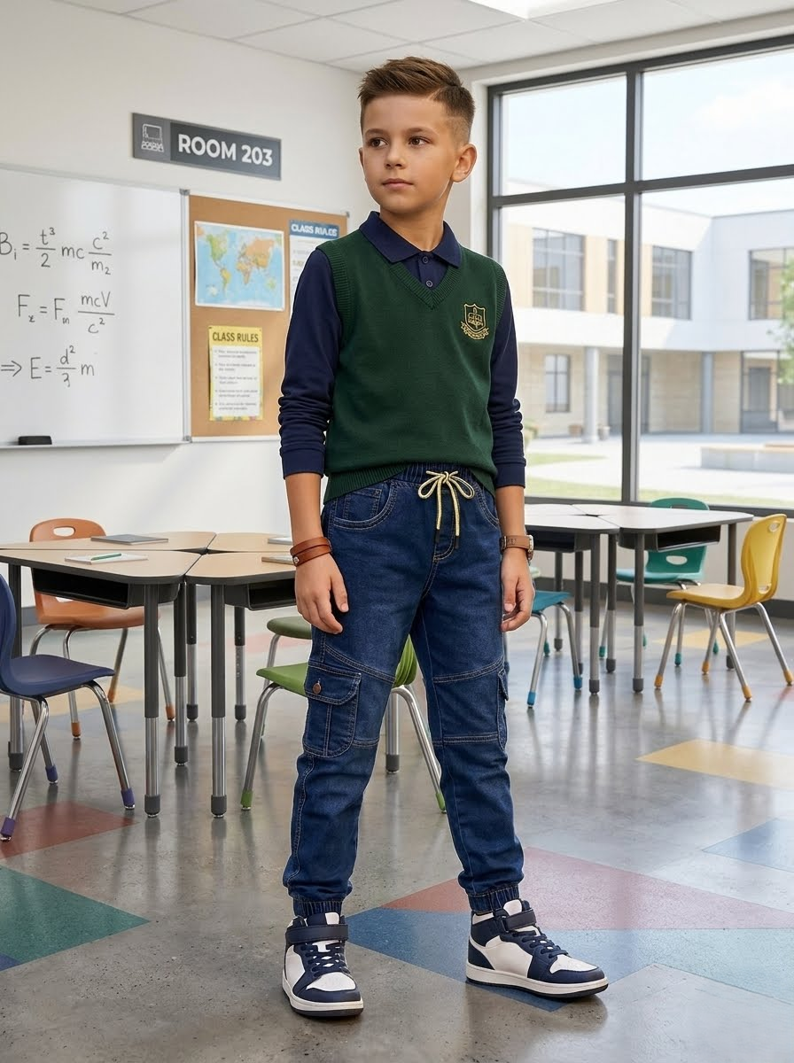 versatile boys' denim cargo jogger Jeans
