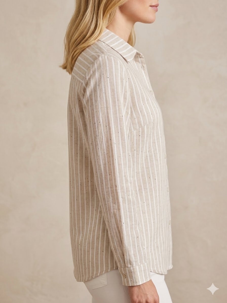 Sparkling button-down chemise shirt with strass