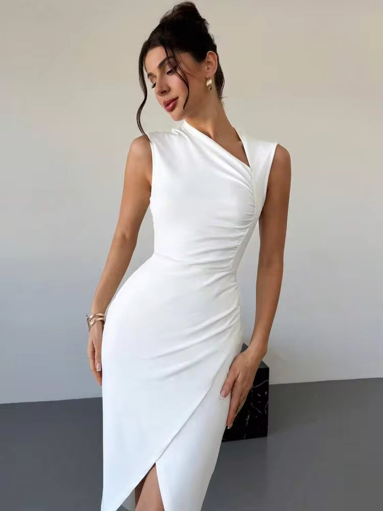 Elegant white midi dress