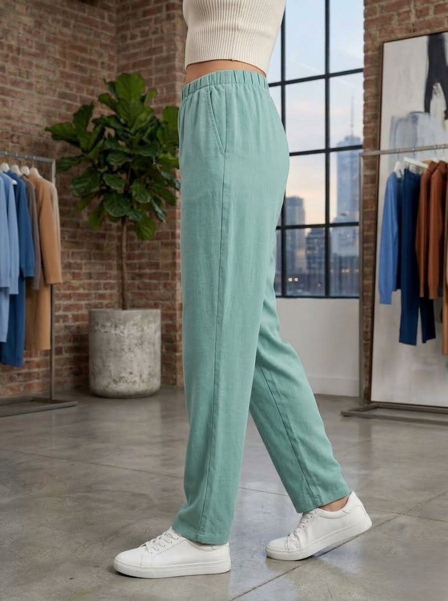 sage green casual trousers