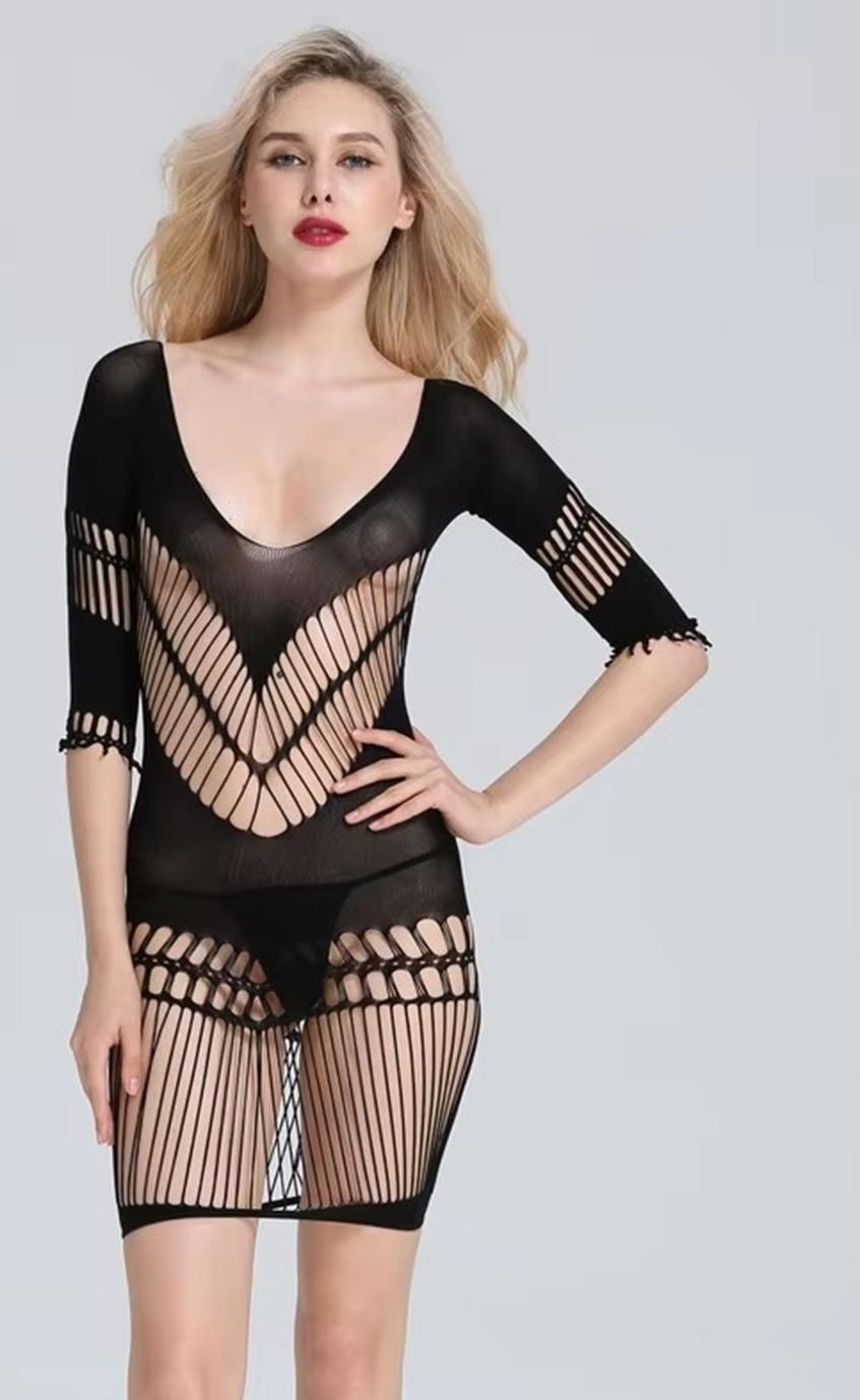 Provocative, black bodycon mini dress