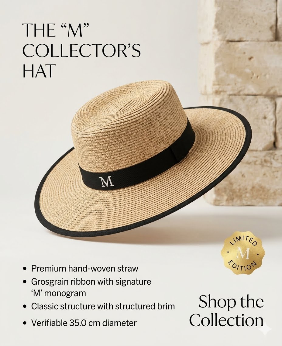 Elegant straw boater hat