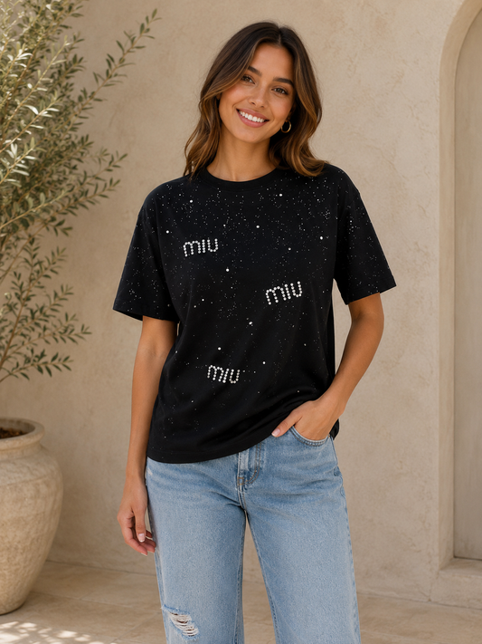 Black short sleeve oversize crewneck t-shirt