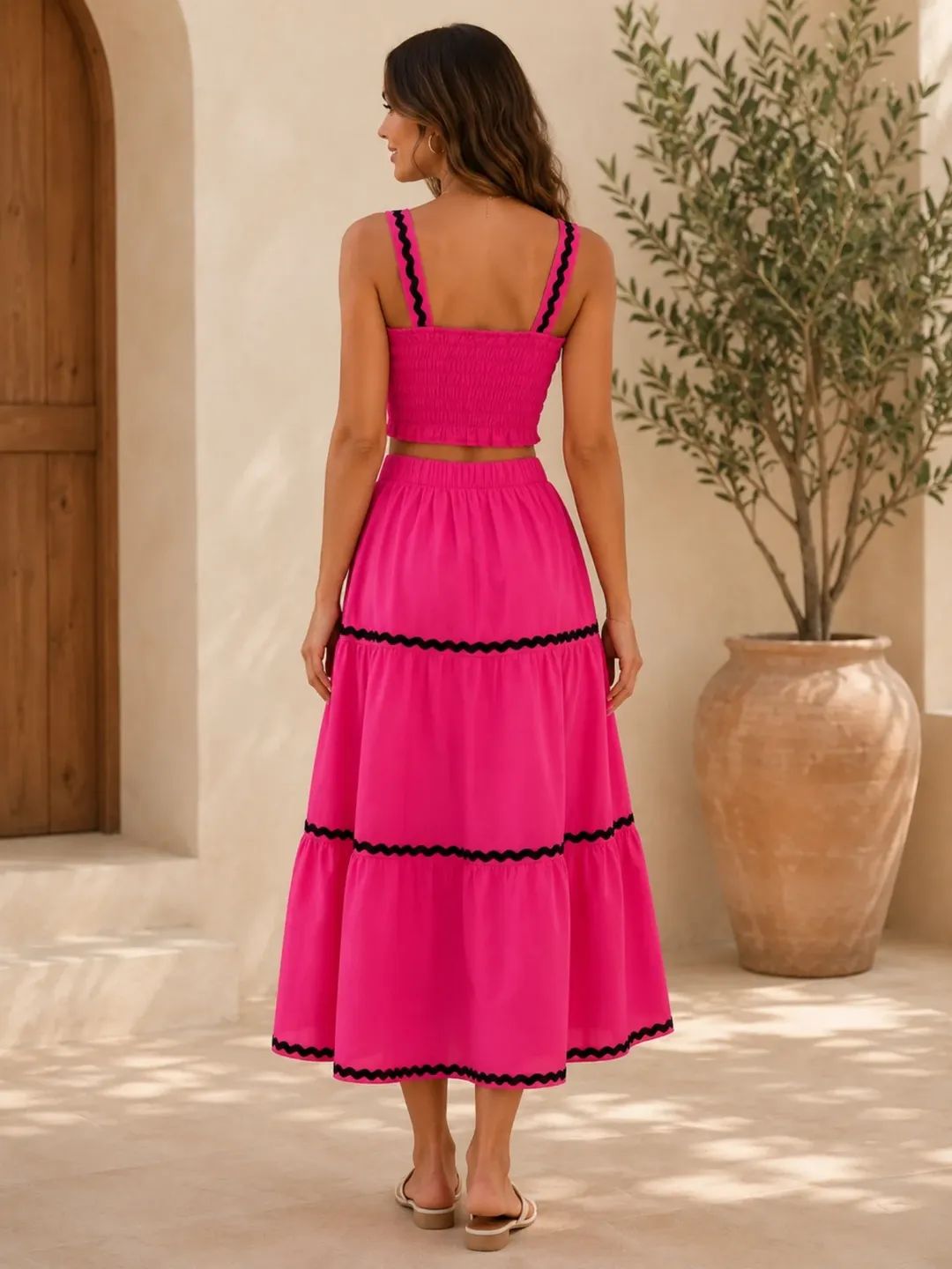 Vibrant two-piece skirt- crop top set