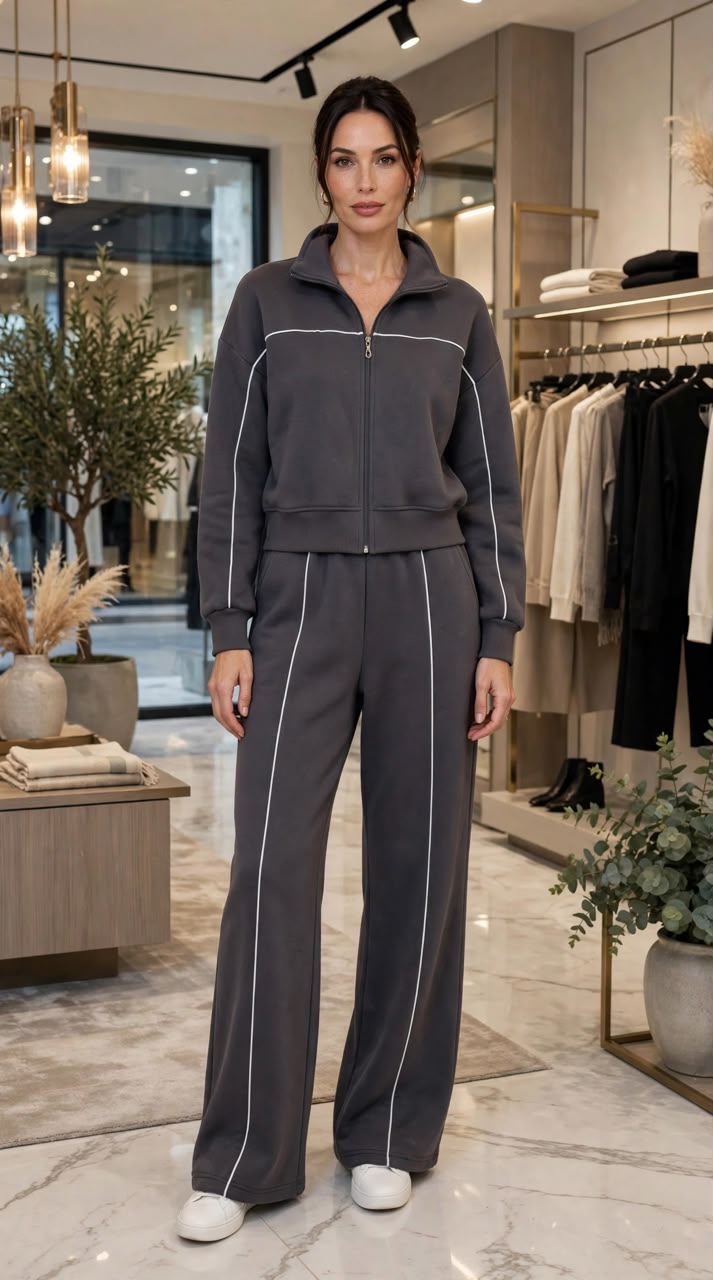 stylish two-piece loungewear set - fur inside