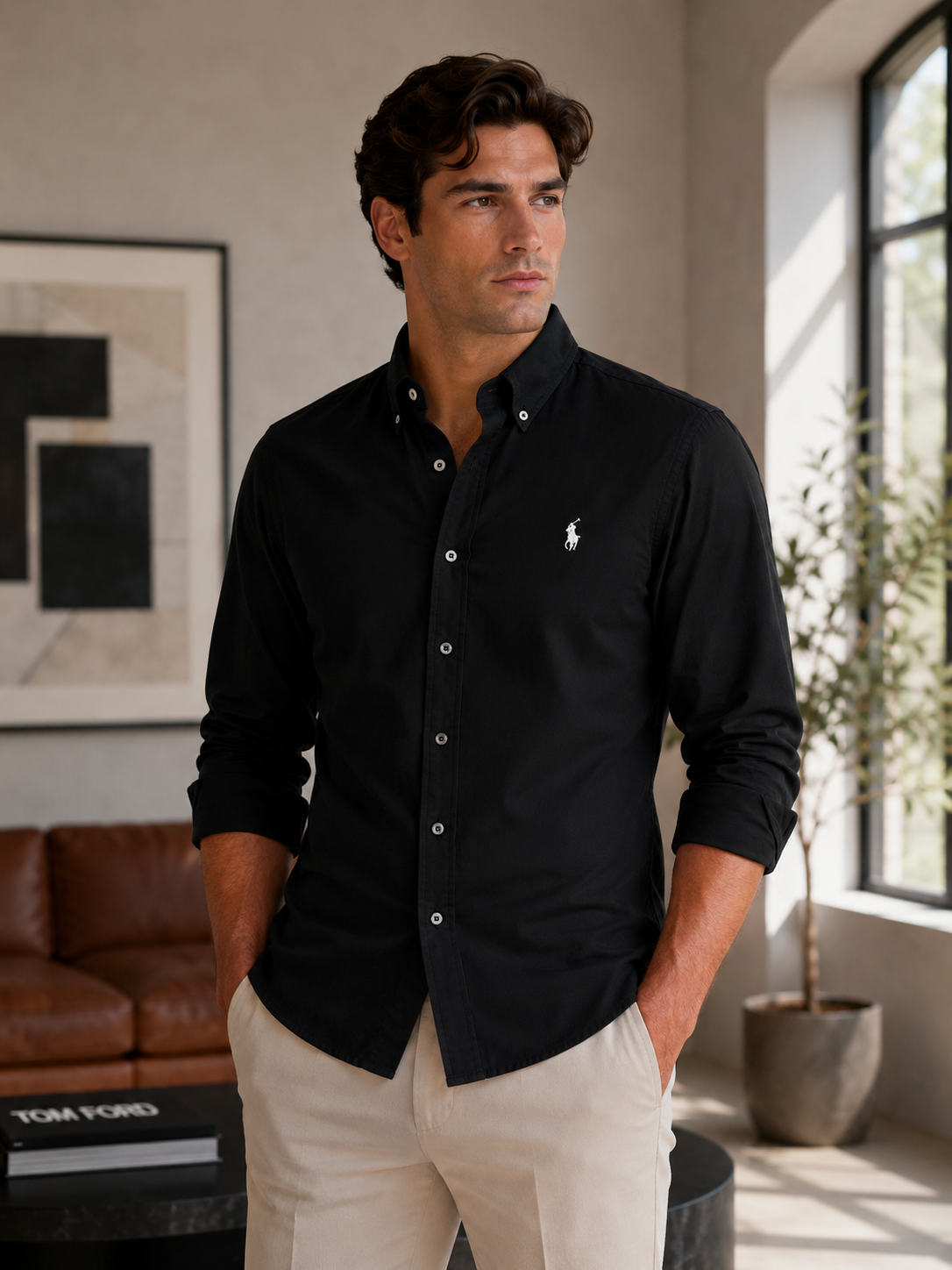 Men Raph Lauren long-sleeved chemise
