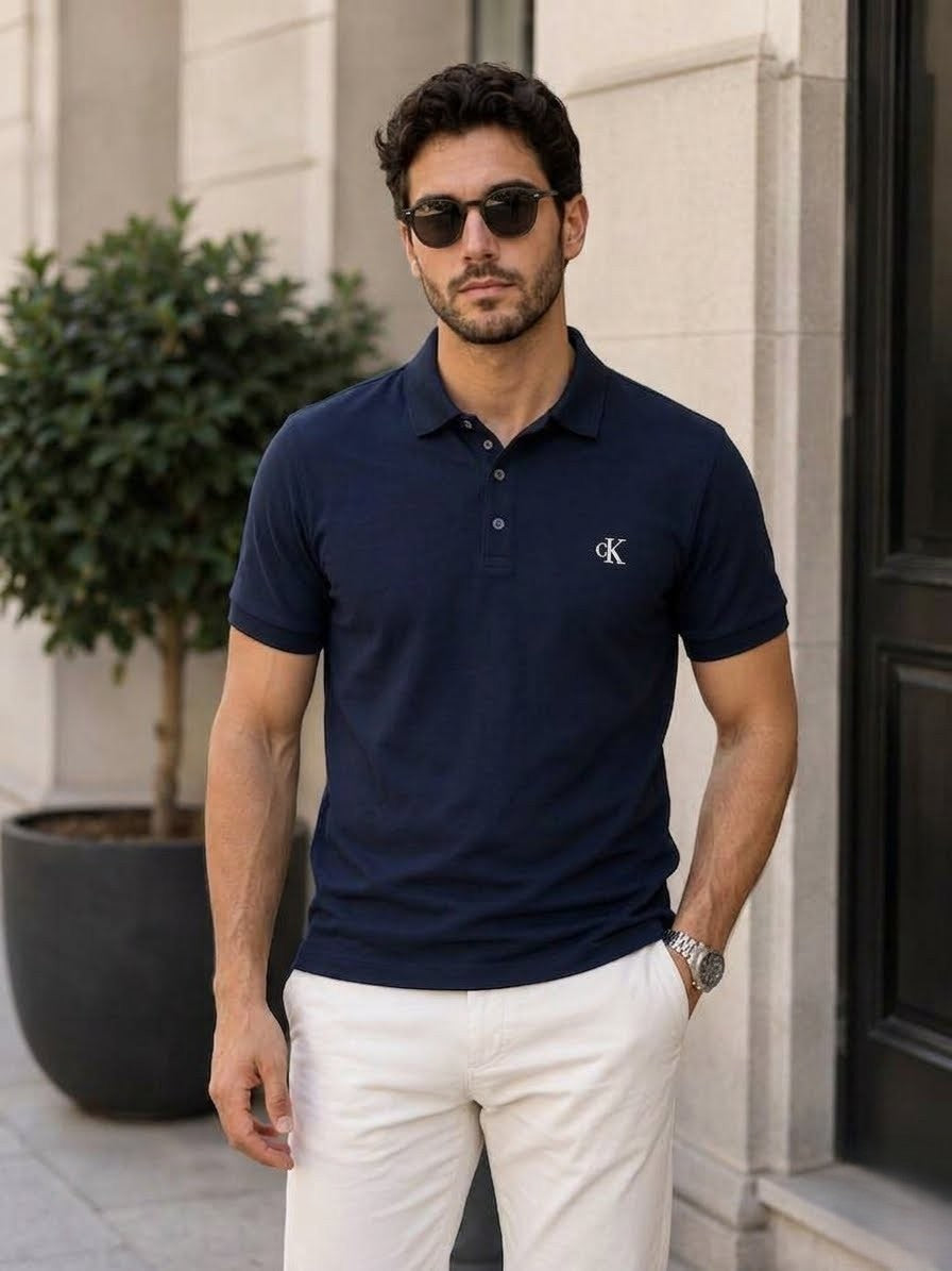 men's navy blue polo shirt