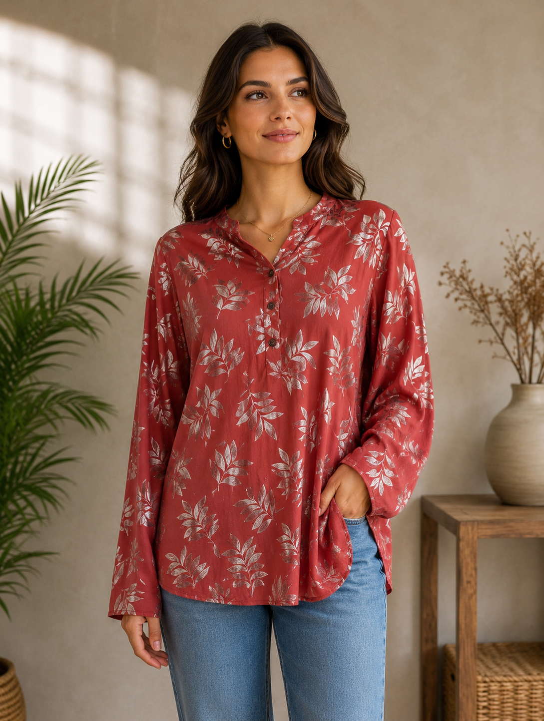 Relaxed-fit tunic blouse