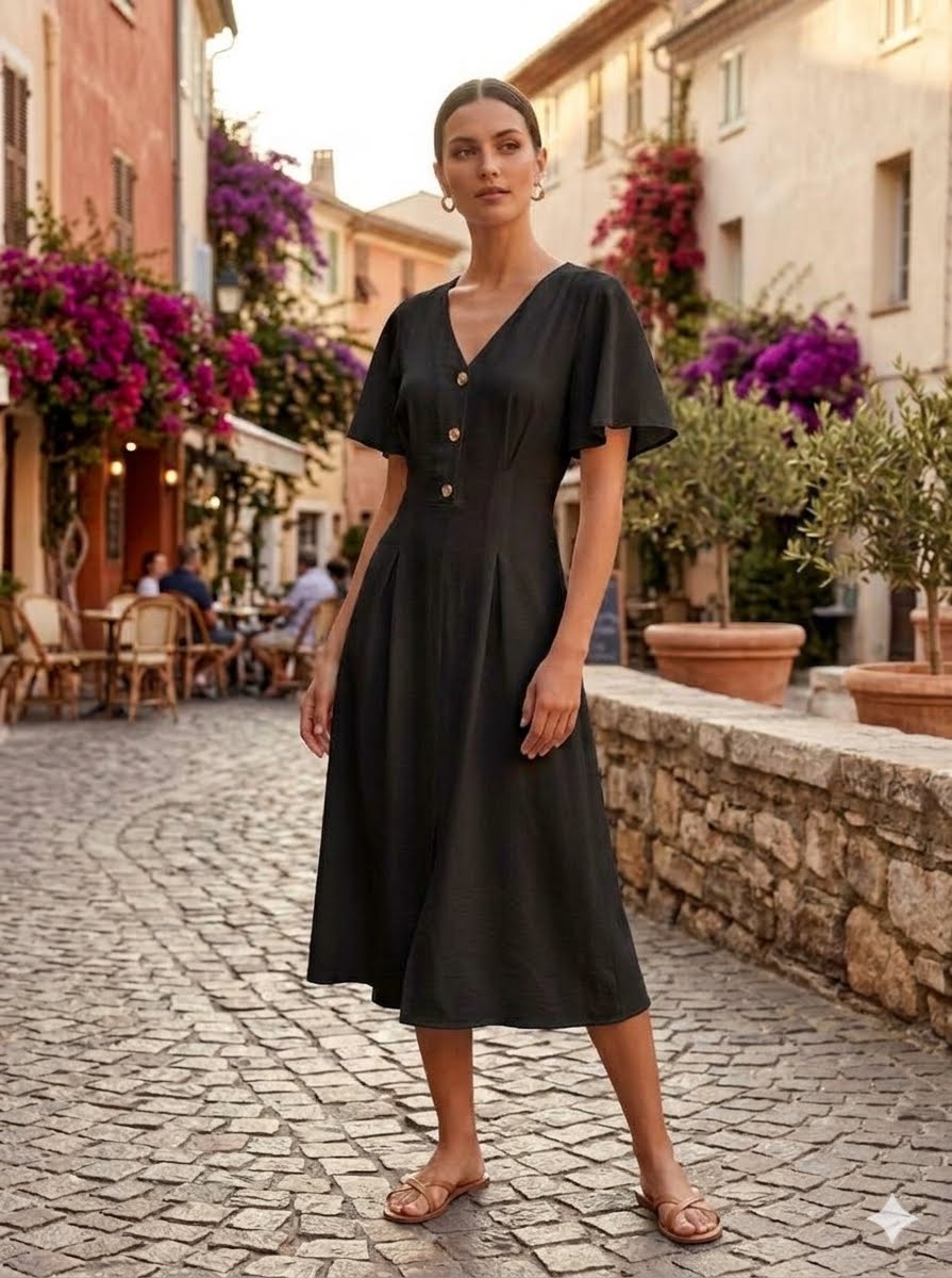 Classic A-line midi dress