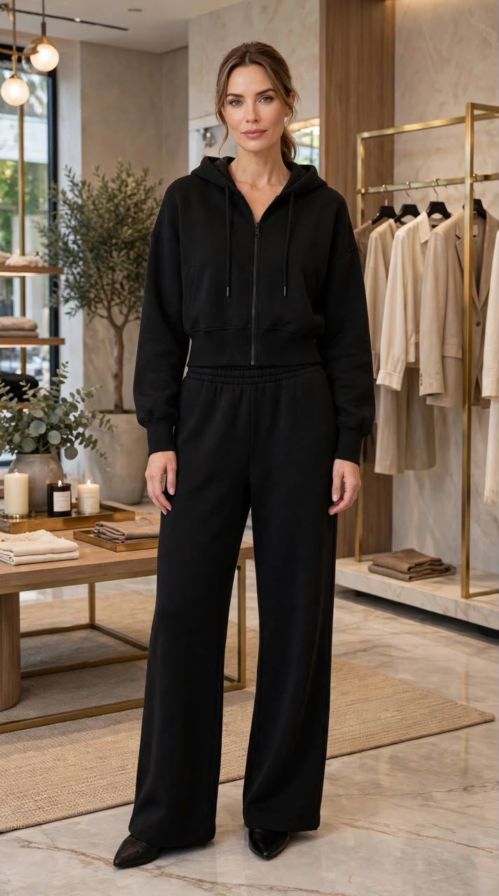 contemporary two-piece athleisure set - fur inside