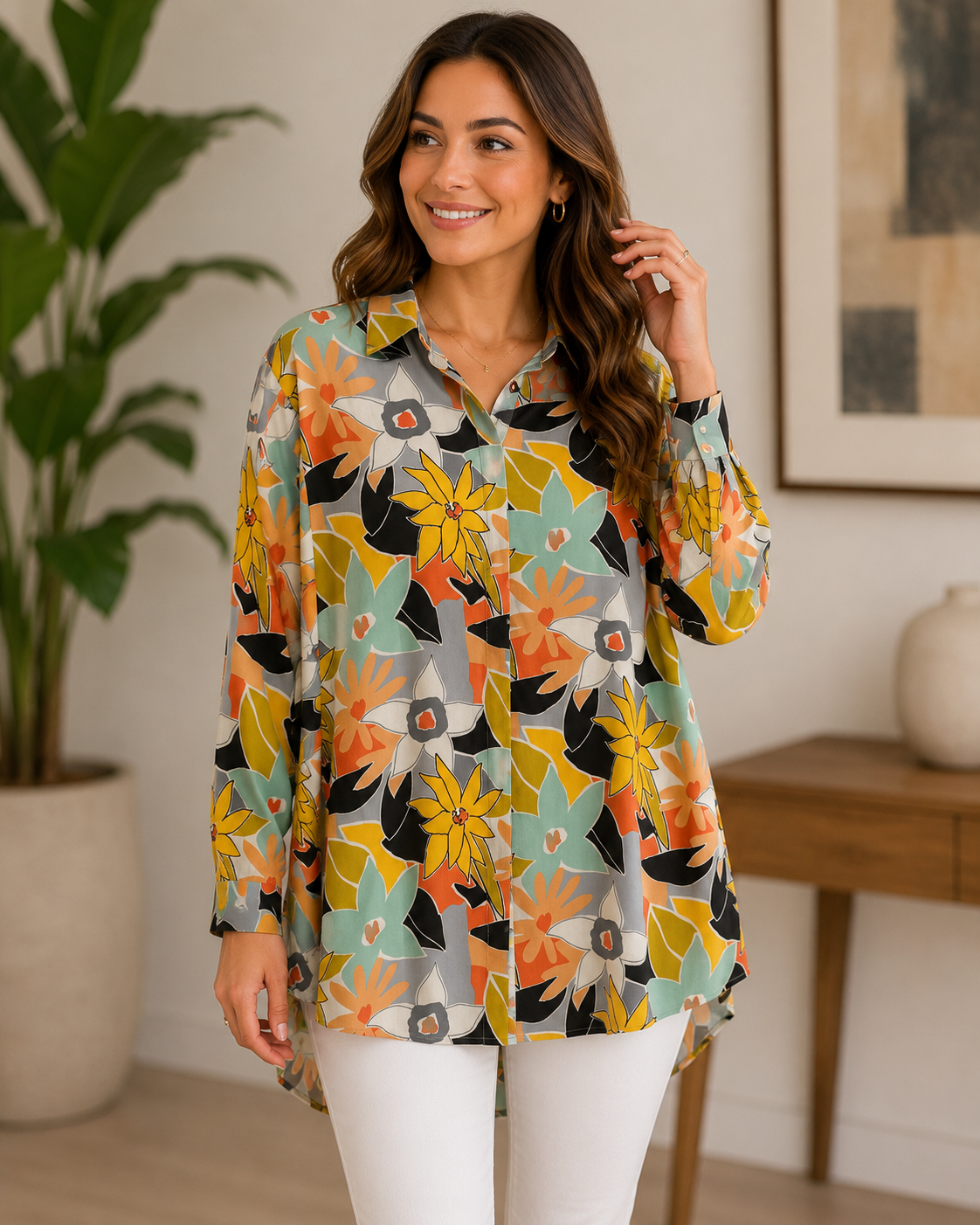 Relaxed-fit tunic blouse