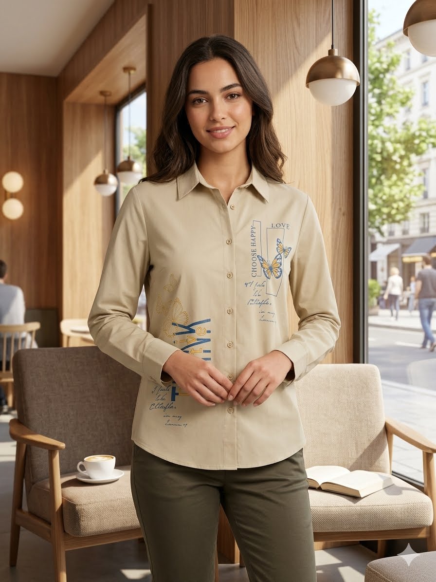Beige button-down chemise