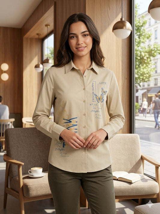 Beige button-down chemise