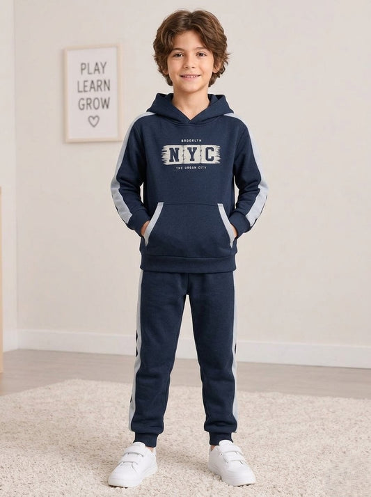 Kids' Navy NYC Hoodie & Jogger Tracksuit Set
