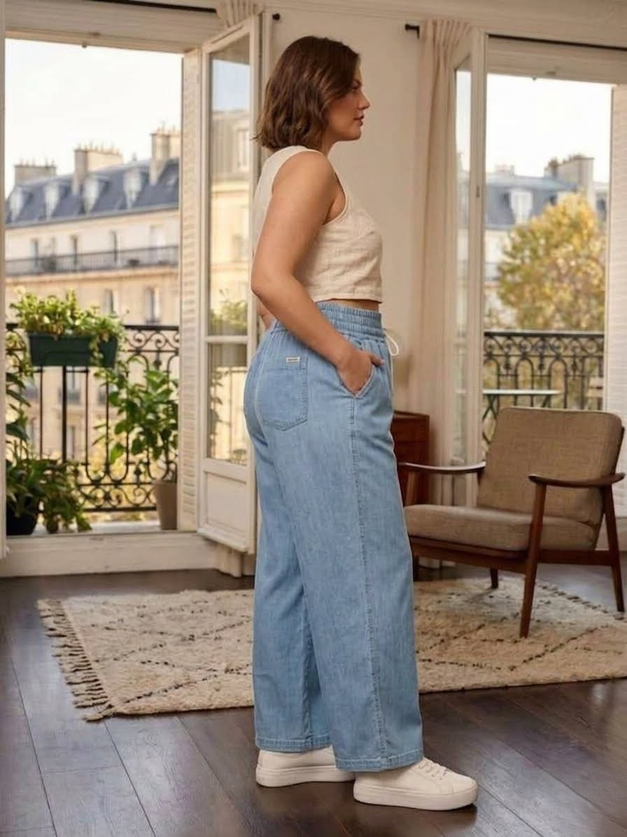 High-waisted wide-leg tensel