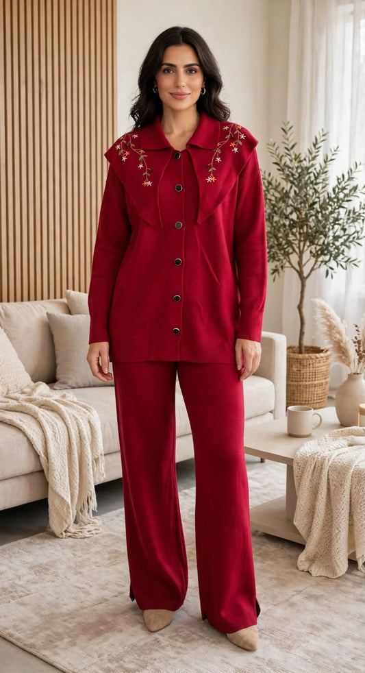 elegant two-piece knit lounge set