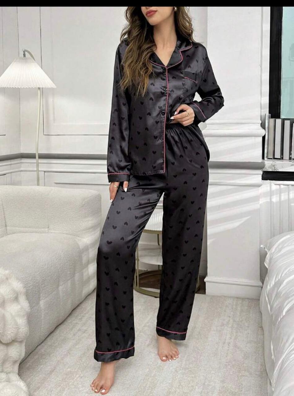 Stylish and cozy two-piece satin pajama set