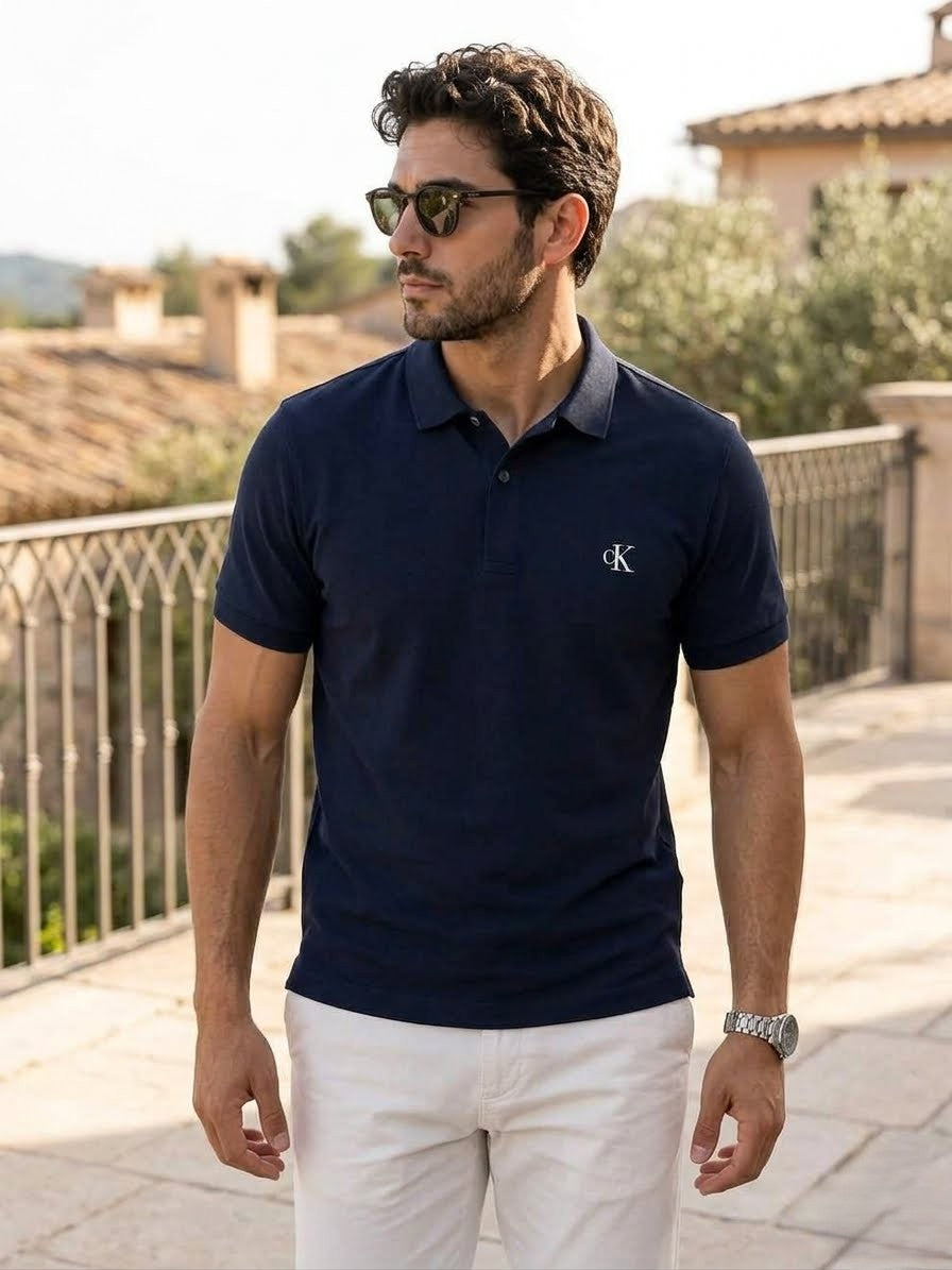 men's navy blue polo shirt