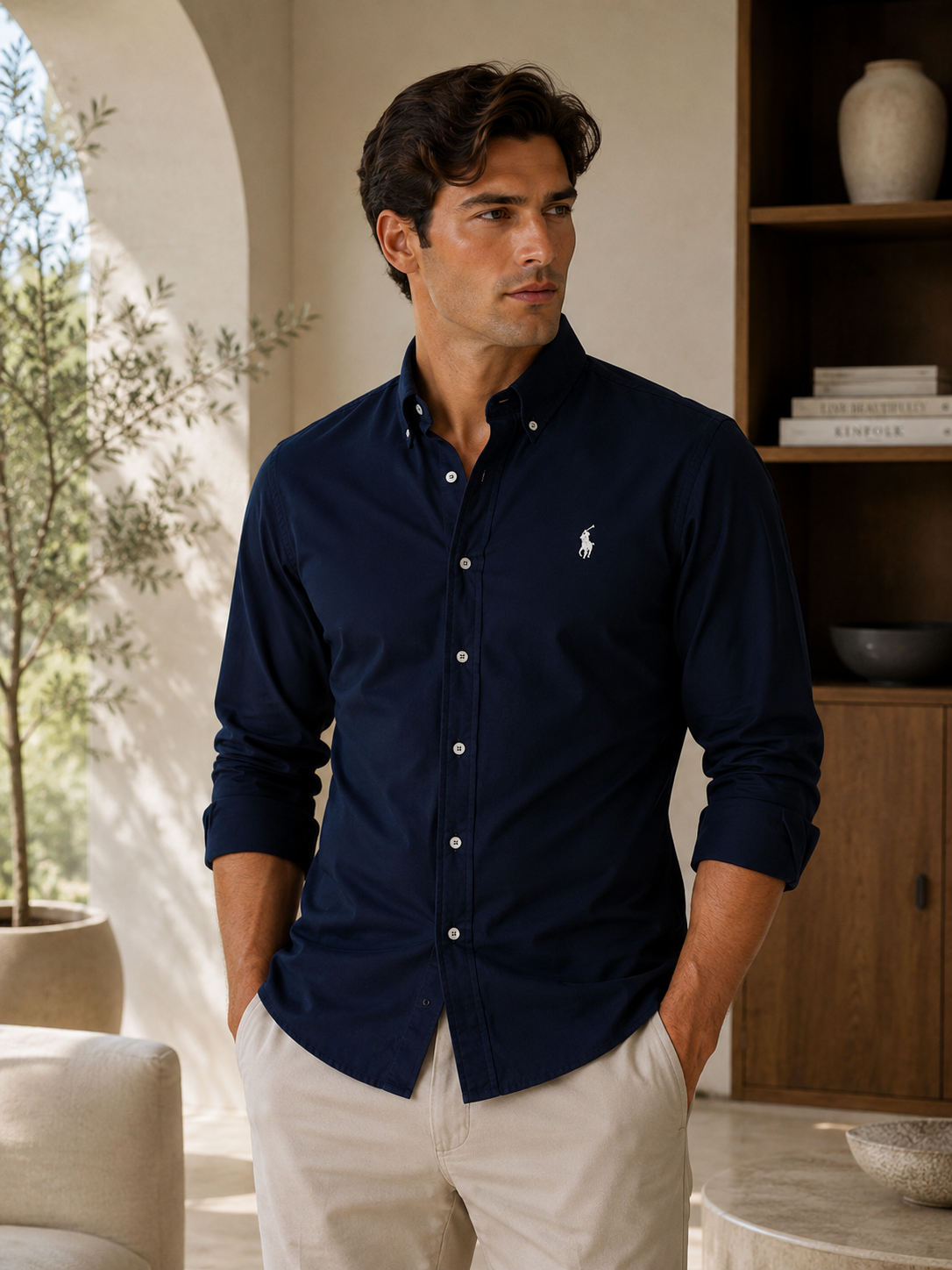 Men Raph Lauren long-sleeved chemise