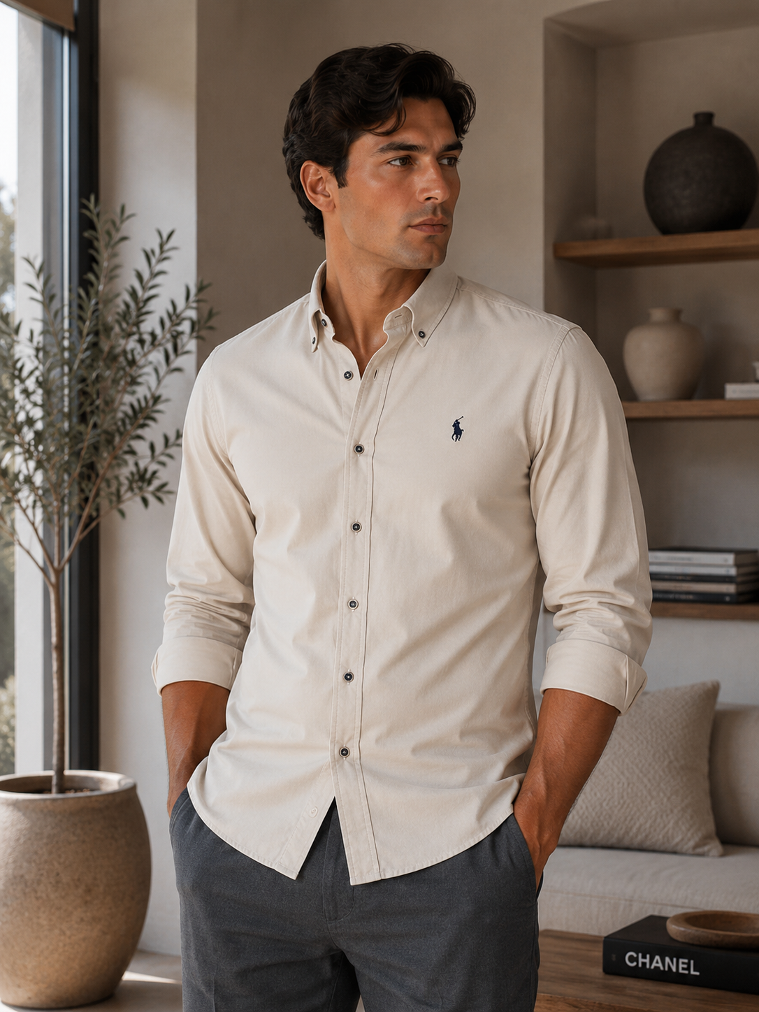 Men Raph Lauren long-sleeved chemise