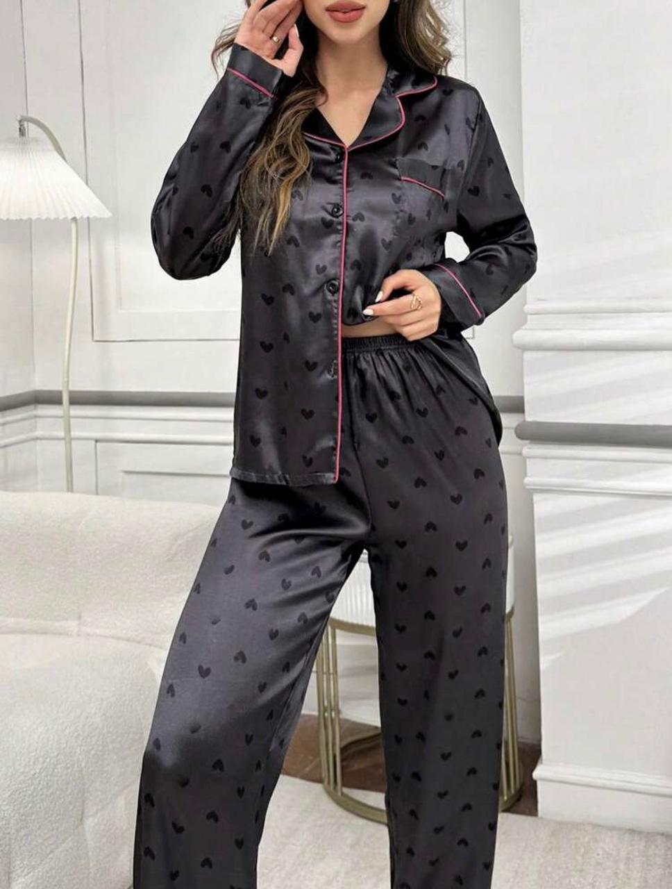 Stylish and cozy two-piece satin pajama set