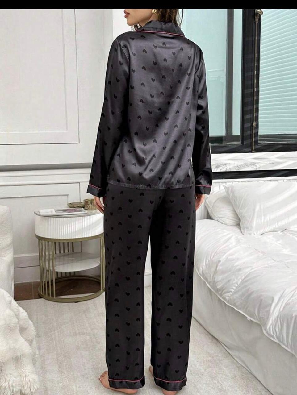 Stylish and cozy two-piece satin pajama set