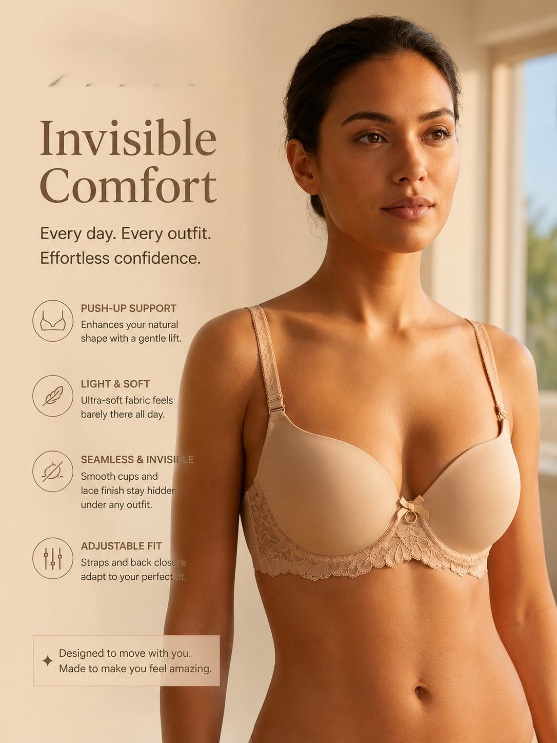 Classic women's push-up smooth bra