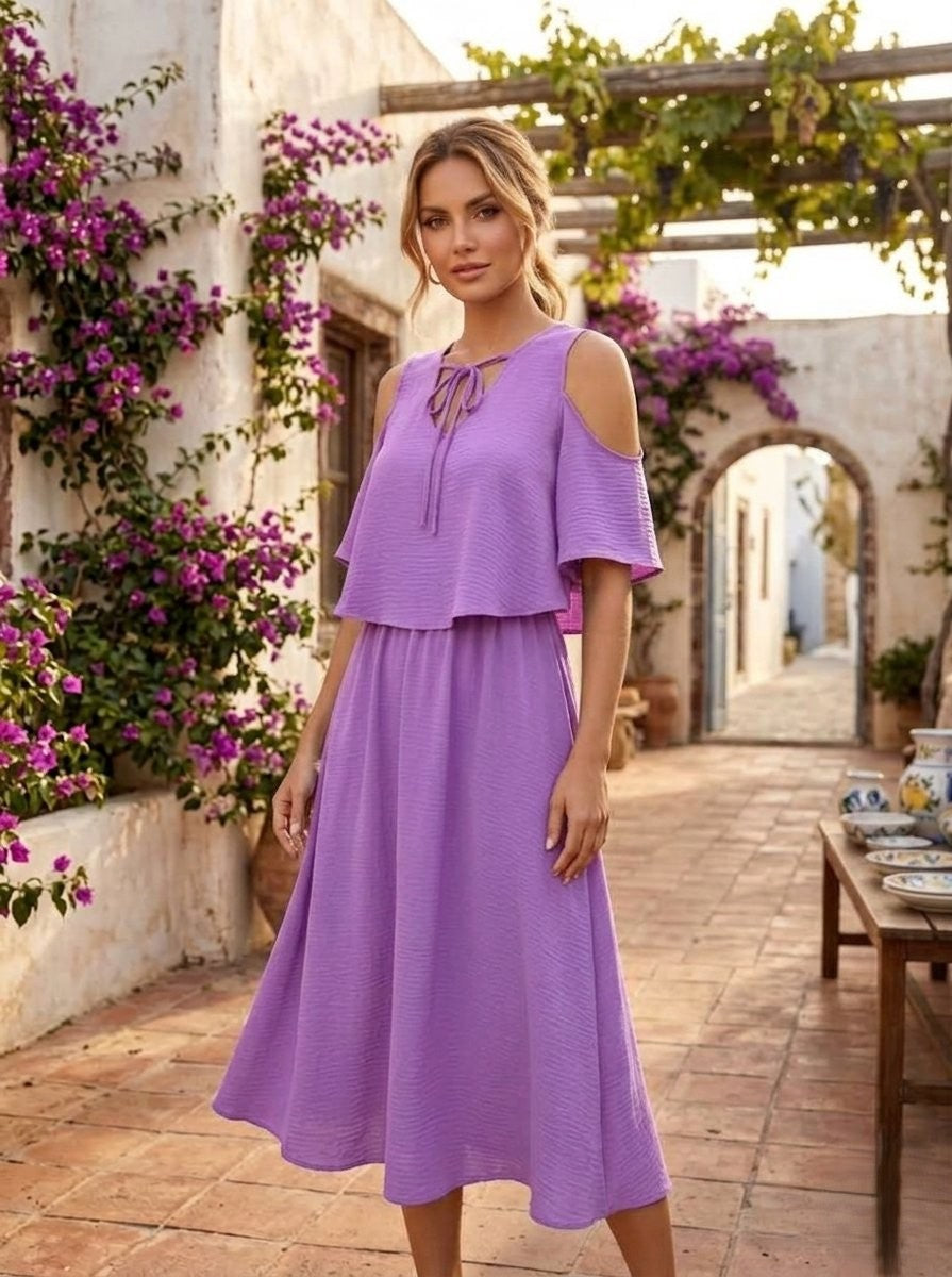 A-line dress below knee summer dress