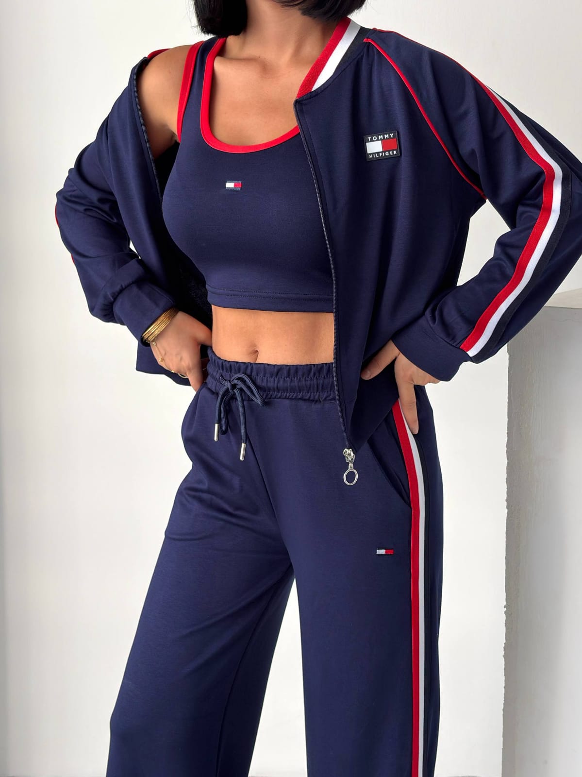 Women's Navy, Red & White Three-Piece Tracksuit Set