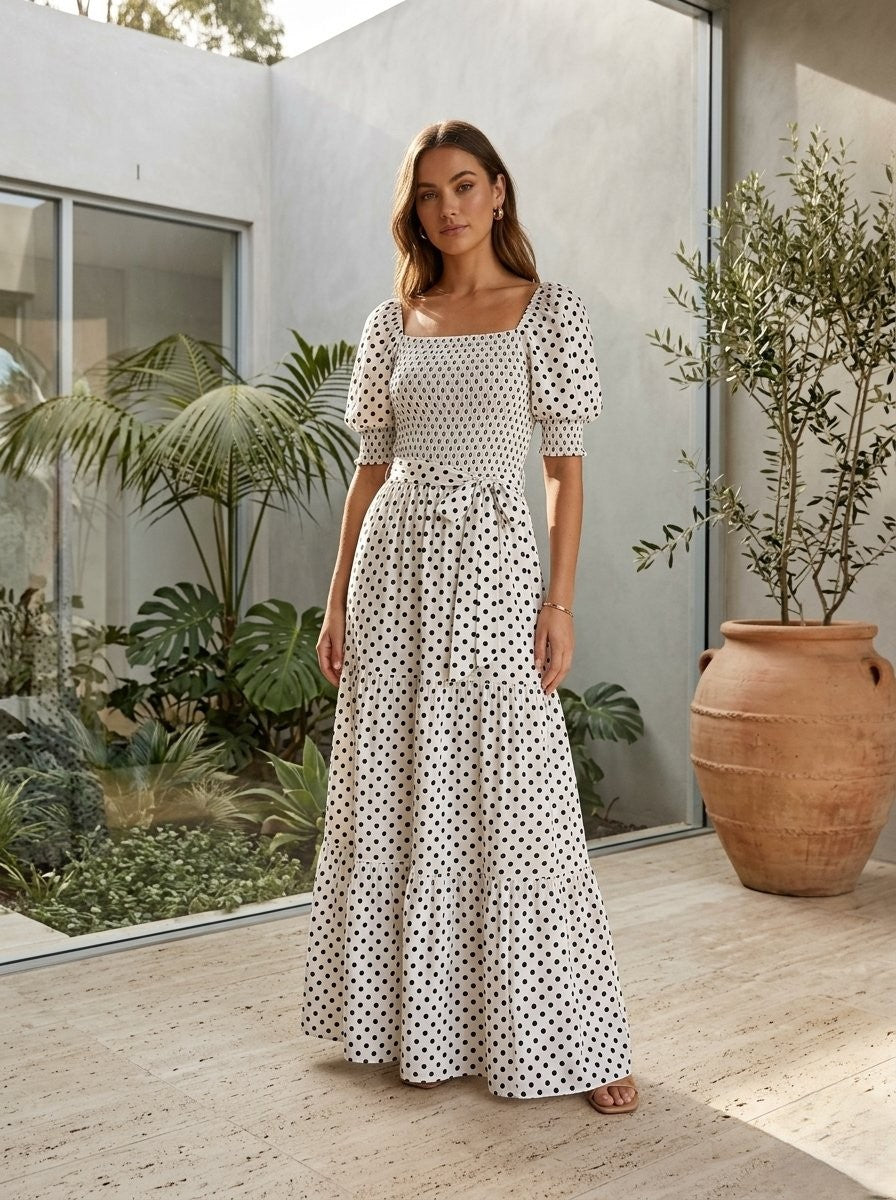 Charming polka dot maxi dress
