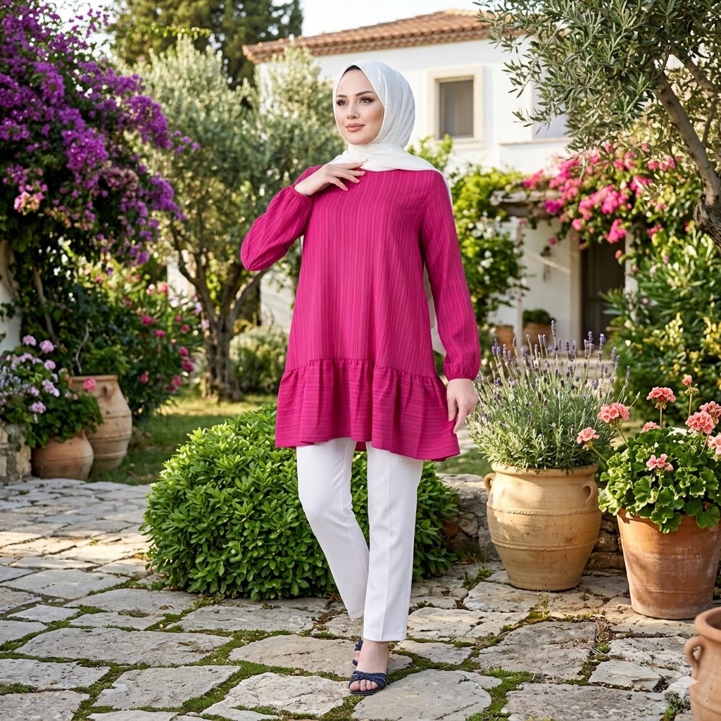 Subtle, self-striped texture Tunic