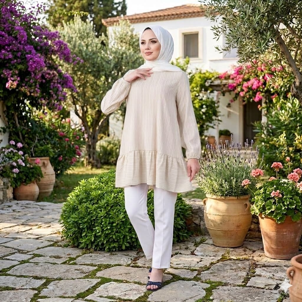 Subtle, self-striped texture Tunic