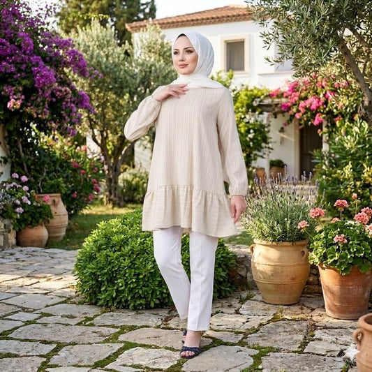 Subtle, self-striped texture Tunic
