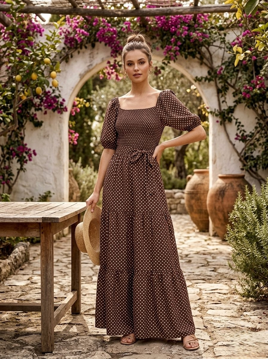 Charming polka dot maxi dress