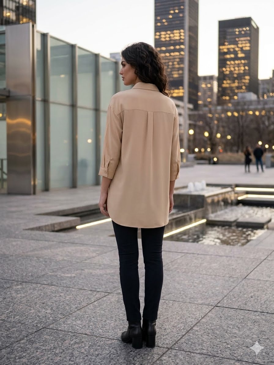 Black button-down tunic-style chemise