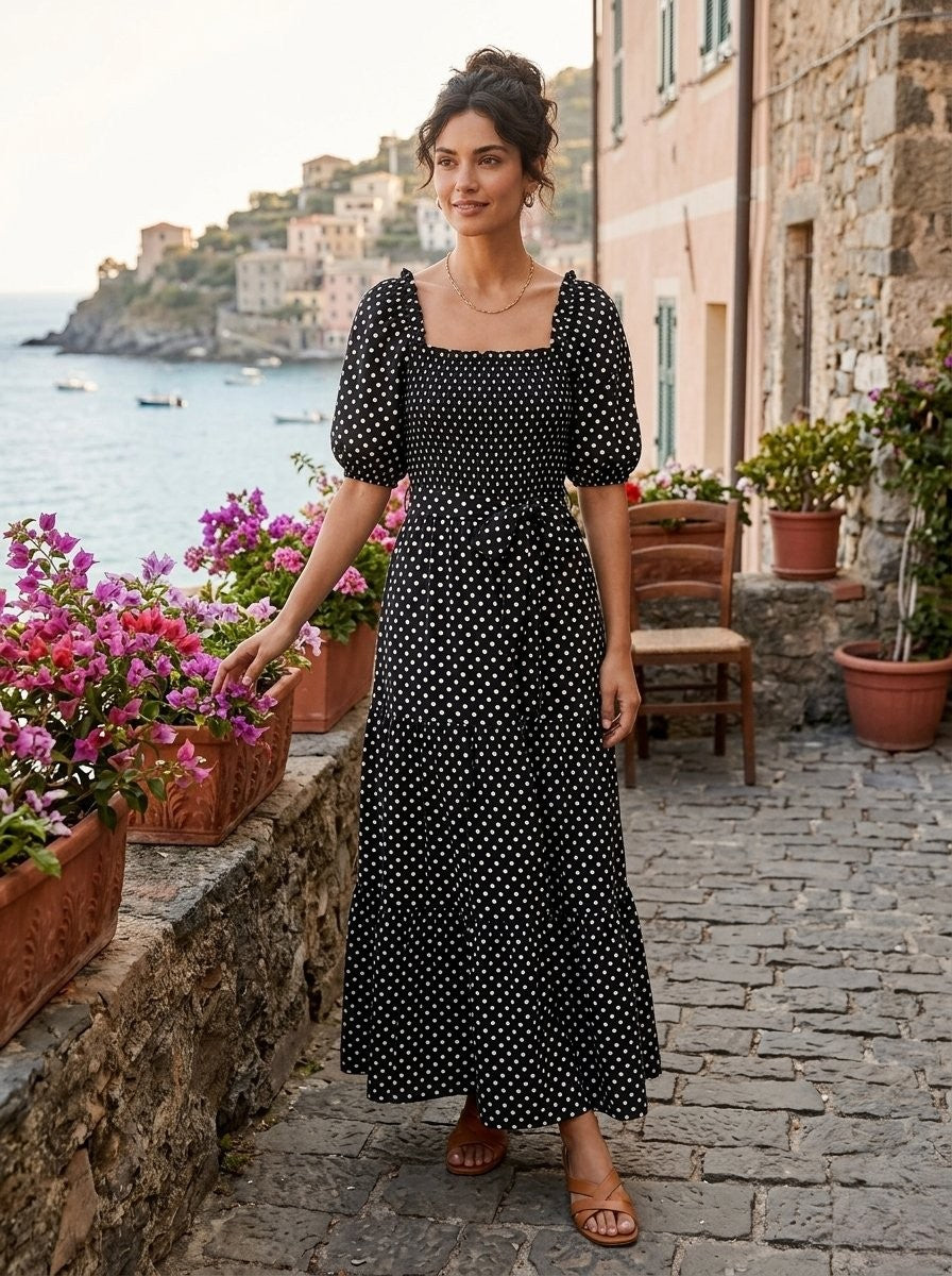 Charming polka dot maxi dress
