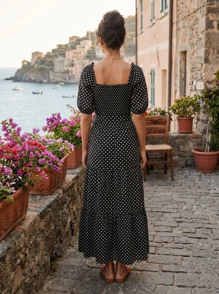 Charming polka dot maxi dress