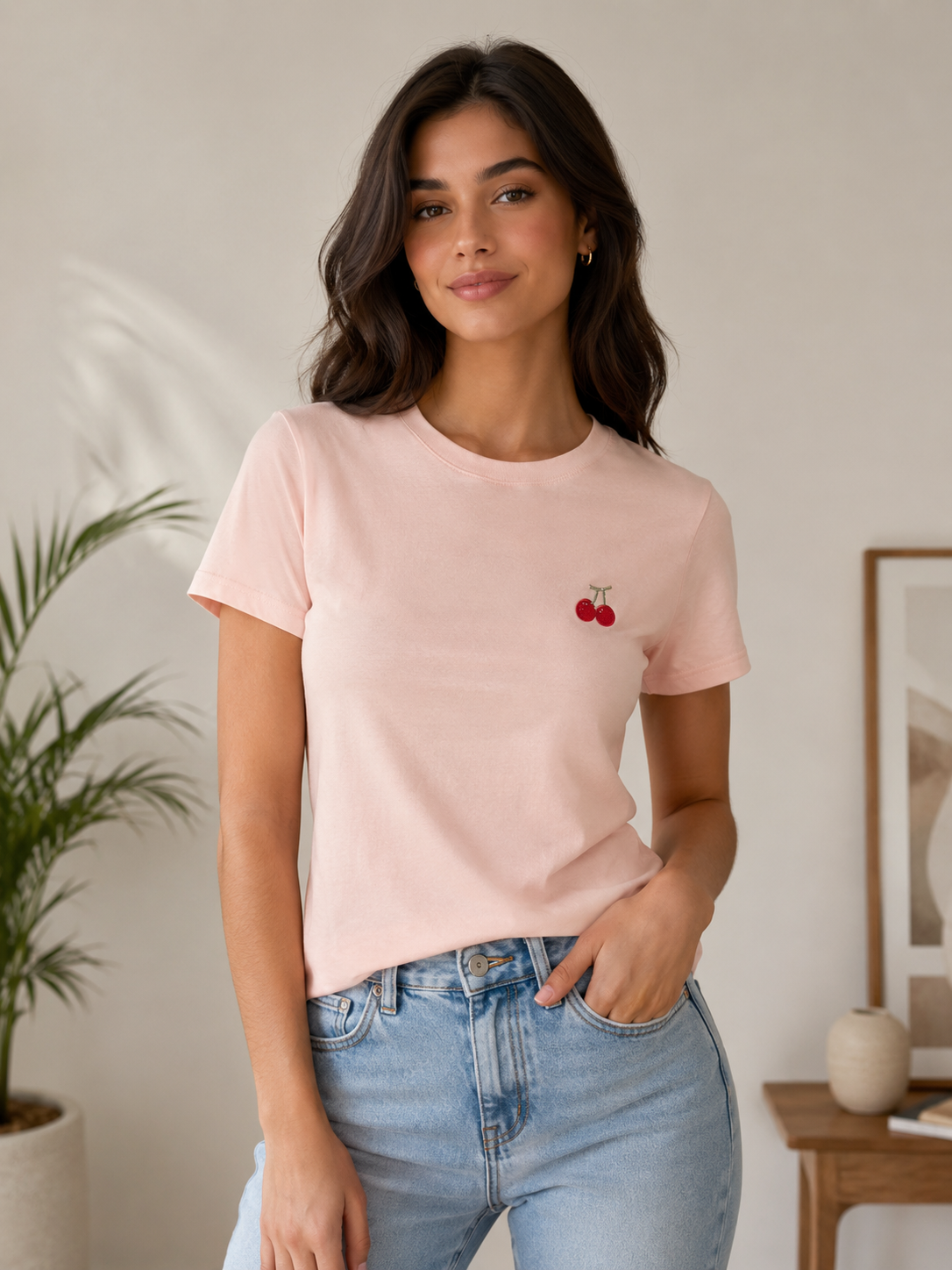 Solid short-sleeved crewneck t-shirt