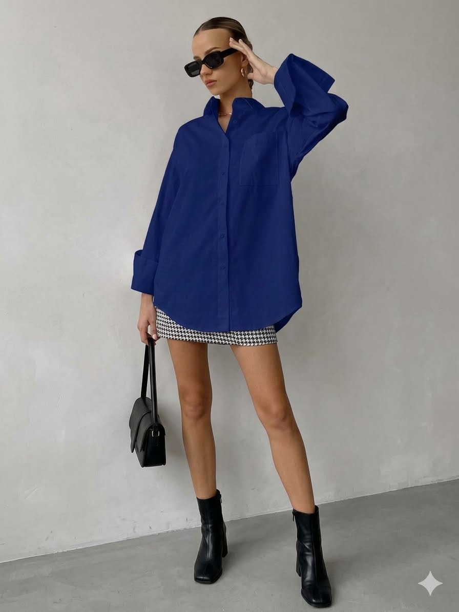 Oversized, button-down chemise